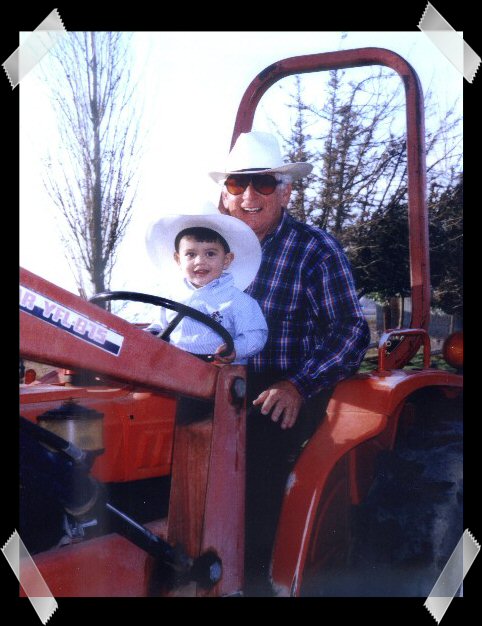 Dad and Anthony tractor sml framed